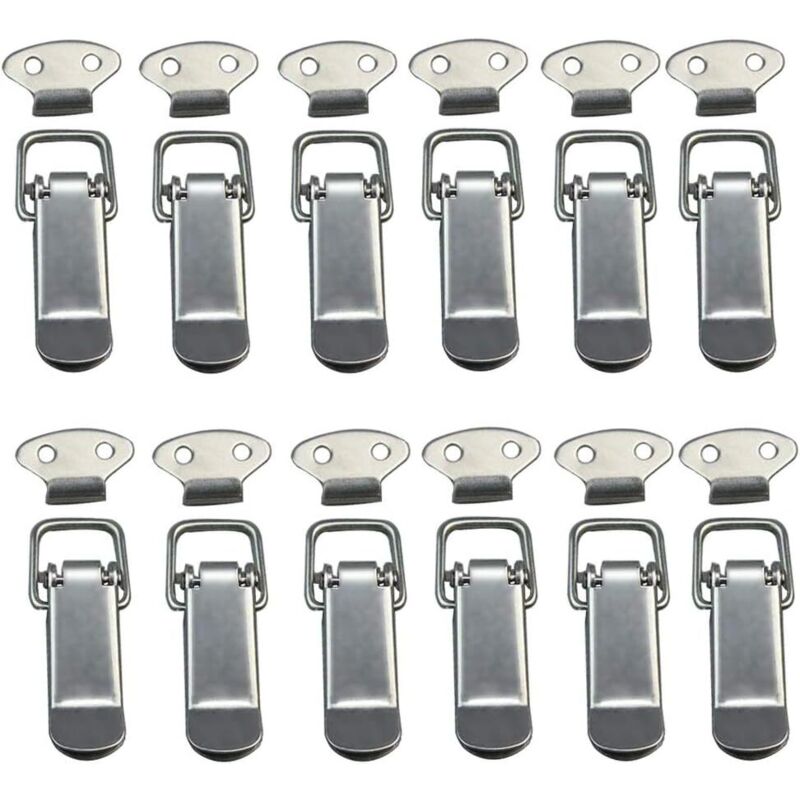 12-teiliger Klappdeckelverschluss, Hebelverschluss, Kippriegel Mit Feder Und Haken Aus Edelstahl Für Koffer, Boxen, Schubladen, Schränke