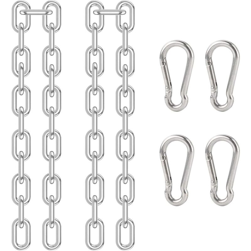 2er-set Hängesessel-kette, Verlängerungskette Aus Edelstahl 304, Kette Für Hängesessel Mit 4 Karabinern Mit Federclip Für Innen- Und Außenbereich, Aufhängungsbefestigung