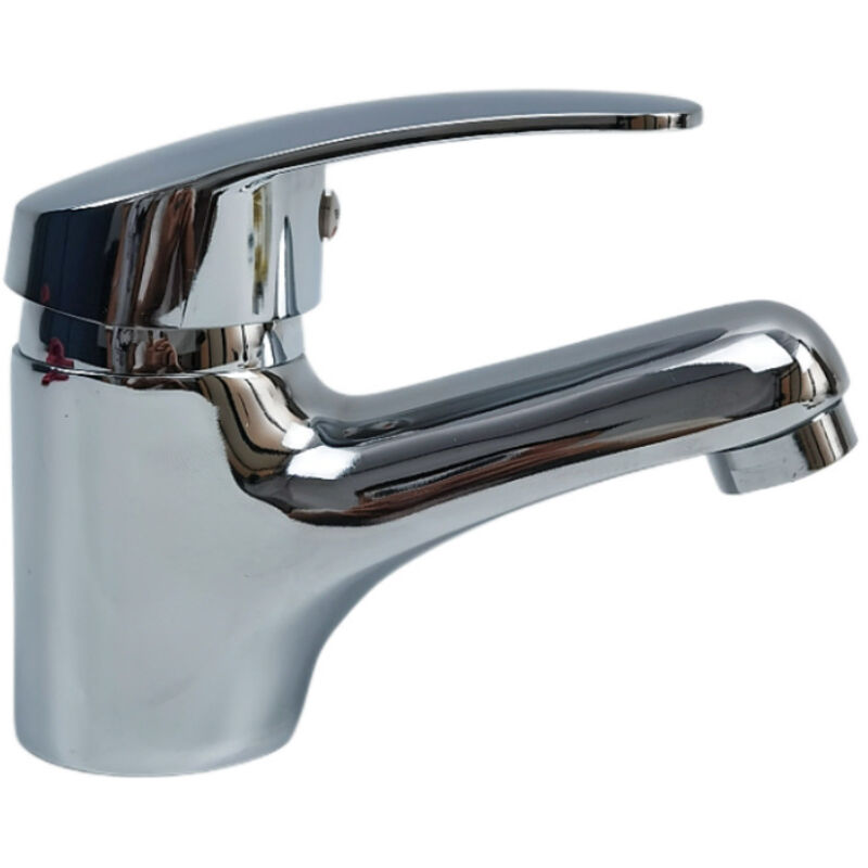Waschbeckenmischer Badezimmerarmatur Mit Quadratischem Griff, Kalt-warm-wassermischer Für Waschbecken Mit Einhebelbedienung, Silber, Zinklegierung
