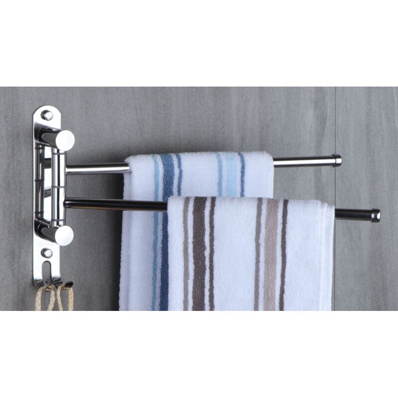 Handtuchhalter Für Badezimmer Mit 2 Drehbaren Stangen (180°), Handtuchtrockner Aus Edelstahl Sus304, Wandmontierter Handtuchhalter Für Küche Und Waschbecken