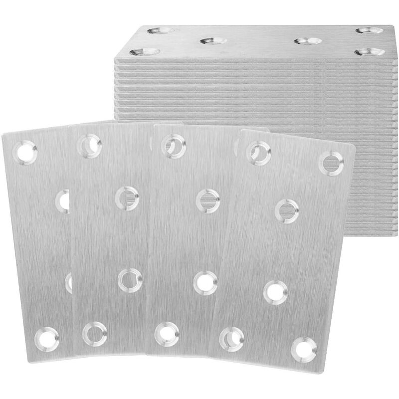 Aselected 20 Stück Gelochte Winkelbleche Aus Edelstahl 80 X 40 X 2 Mm, Befestigungswinkel Für Verbindungen Und Möbelreparaturen, Silber