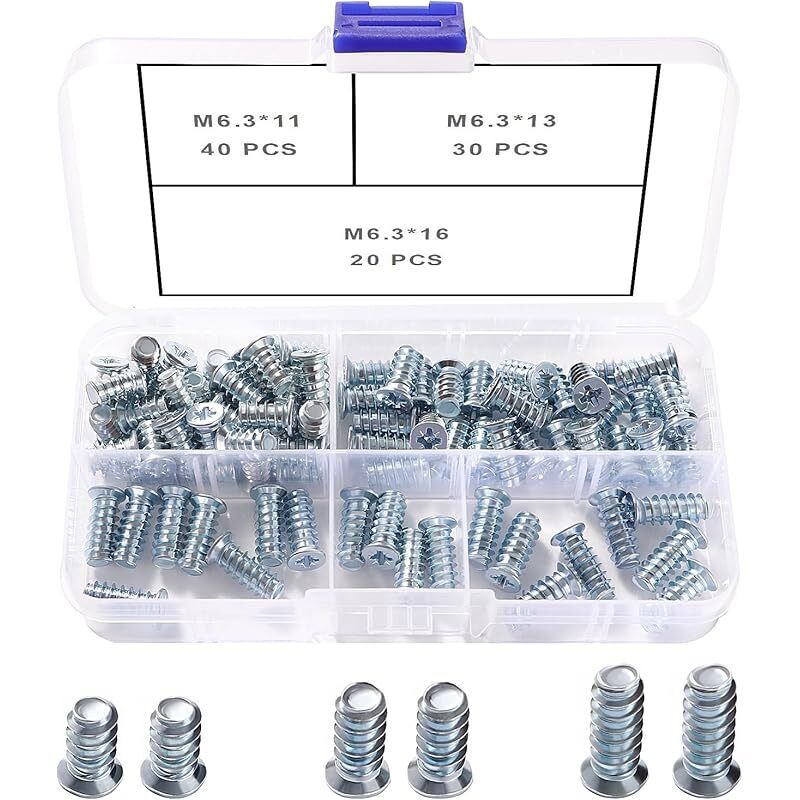 90-teiliges M6.3 Euro-schrauben-set, Spezialschrauben Für Möbel, Führungsschienen-schrauben, Für Küchenschranktüren, Schränke Und Scharniere