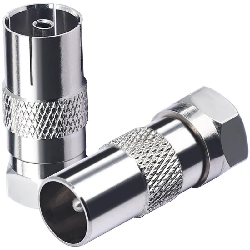 Adapter Für Tv-antenne (f-stecker Auf Koaxialbuchse) – 2 Stück