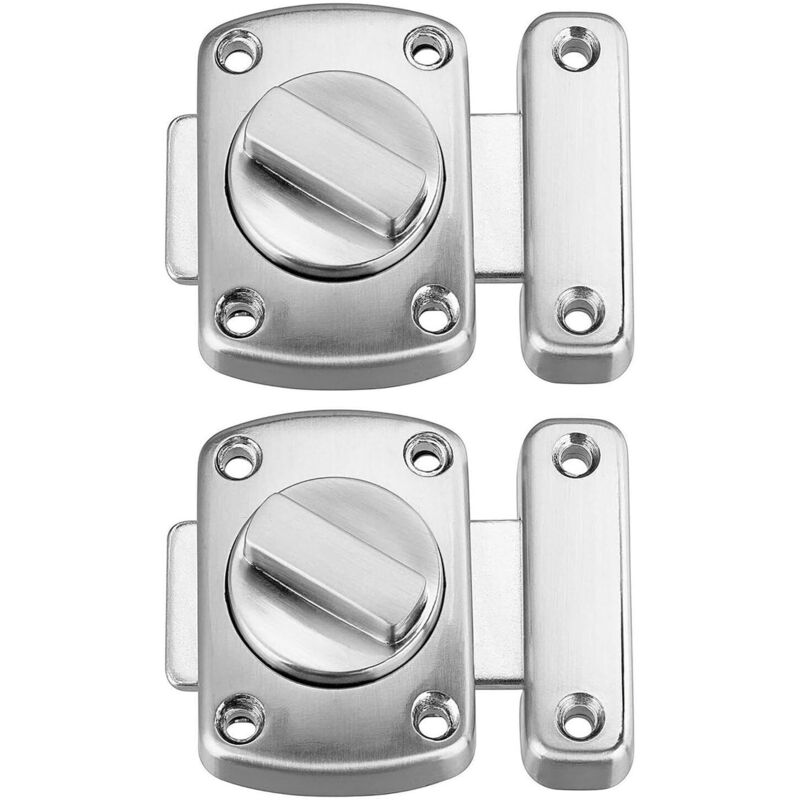 Argent - 2er-set, 55 Mm) Badezimmertürschloss, Fensterschloss, Schrankschloss, Drehschloss, Sicherheitsschloss Und Toilettentürschloss, Schlösser Aus Gebürsteter Zinklegierung