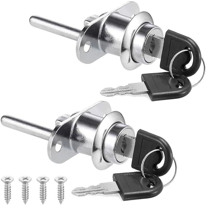 Set Aus 2 Kolbenschlössern Mit Schlüsseln - Unterschiedliche Verriegelung - Zylinder Für Vitrinenschränke