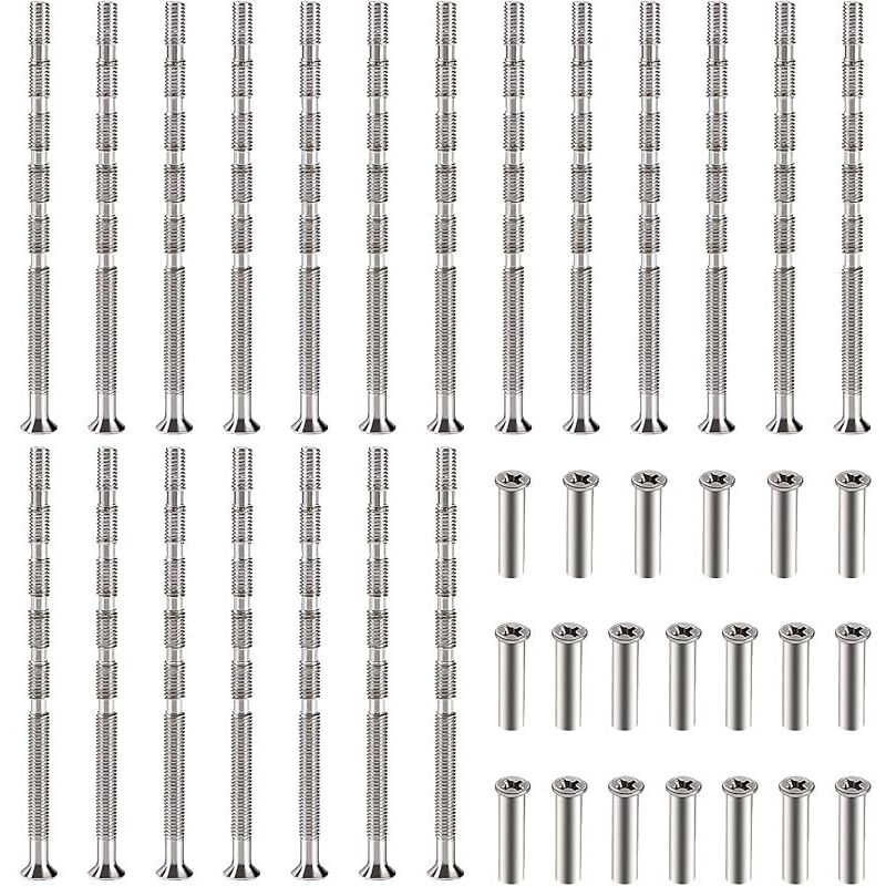 20 Stück Türgriff-schrauben M3, Verbindungsschrauben Mit Bolzen-kit, Verbindungsbolzen Und Hülse, Vernickelte Möbelverbindung Für Rosetten, Türgriffe, Schränke, Schubladen