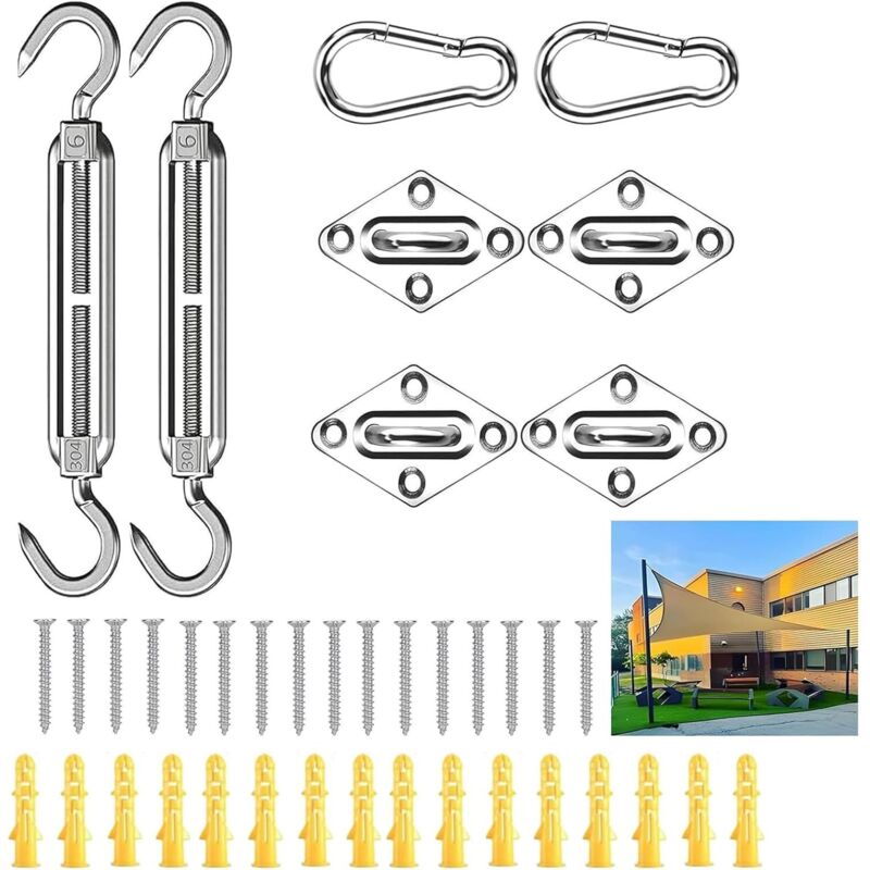 40-teiliges Befestigungsset Für Schattensegel, Edelstahl 304 Zubehör-set, Befestigungsmaterial Für Gartenschattensegel, Geeignet Für Pergola, Schaukel, Pavillon Und Gartenschattensegel