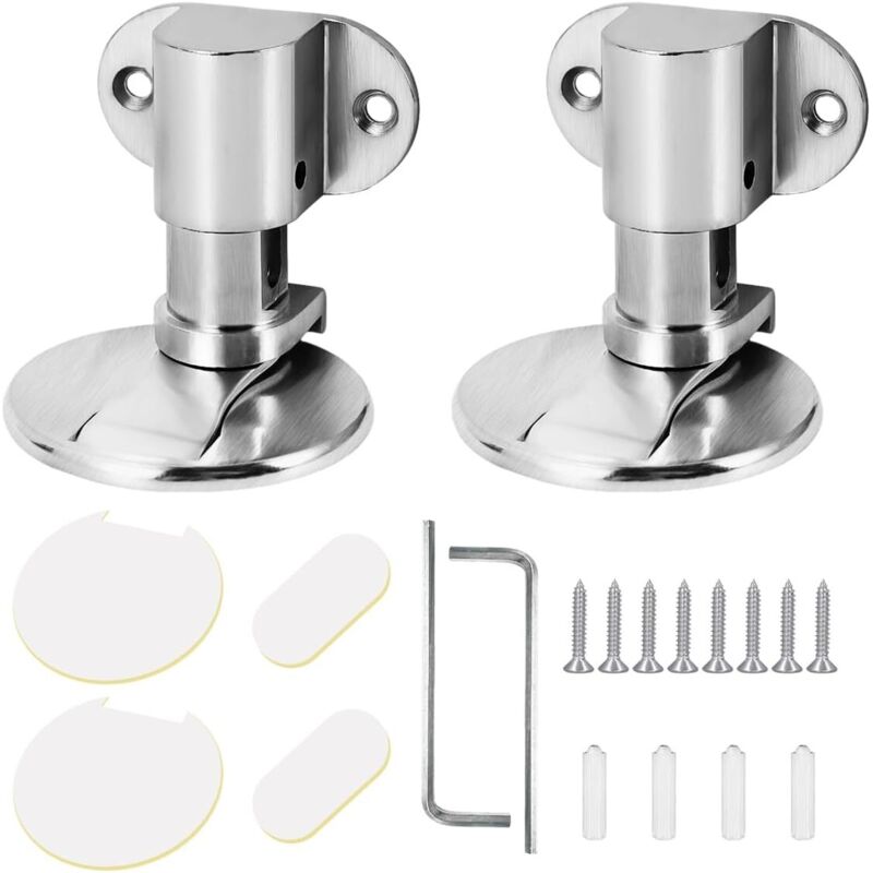2 Stück Magnetische Türstopper Aus Metall, Magnetischer Türanschlag Aus Edelstahl, Unsichtbare Metall-türstopper, Mit Montageschrauben Und 3m-kleber, Kein Bohren Erforderlich (silber)