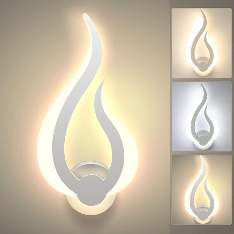 Led-wandleuchte Für Innenräume, 3 Farbtemperaturen, 10w, Dreifarbige Beleuchtung, Moderne Acryl-wandlampe, Nachtlicht Für Schlafzimmer, Kinderzimmer, Büro, Flur, Wohnzimmer (weiß)