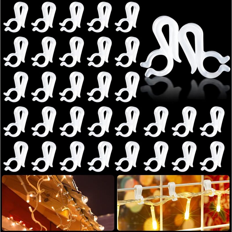 80 Stück Kunststoff-weihnachtslichter-clips, Weihnachtslicht-haken, Dachrinnen-clips Für Lichter, Dachrinnen-haken Für Innen Und Außen, Weihnachten, Beleuchtungsdekoration