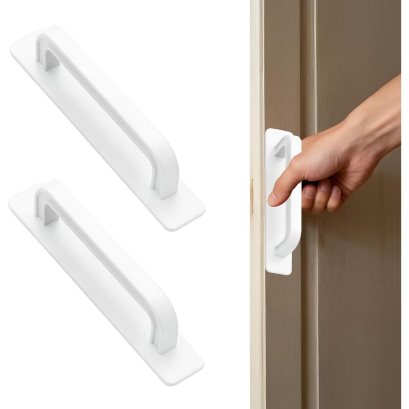 2 Stück Balkon-türgriffe, Selbstklebende Türgriffe, Außenliegende Türgriffe, Aufkleber-griffe Für Möbel, Schränke, Fenster Und Schiebetüren (weiß)