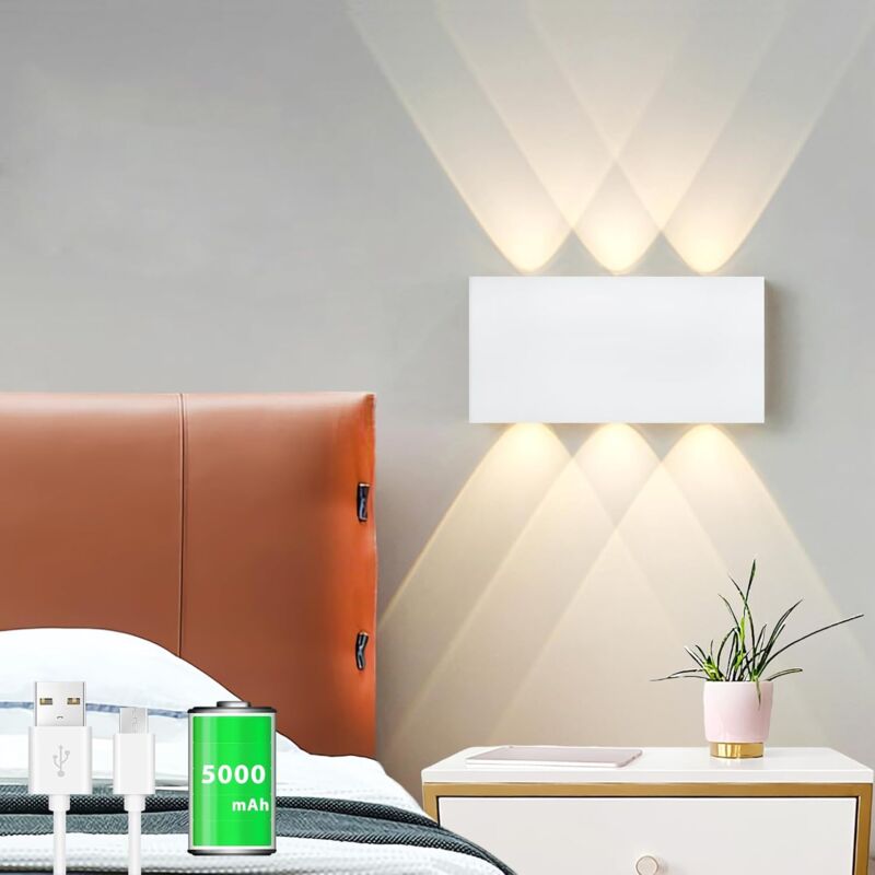 Wiederaufladbare Led-wandleuchte Mit 5000-mah-batterie, Touch-steuerung, 3 Helligkeitsstufen, Kabellose Wandleuchte Für Wohnzimmer, Treppenhaus Und Flur (weiß)