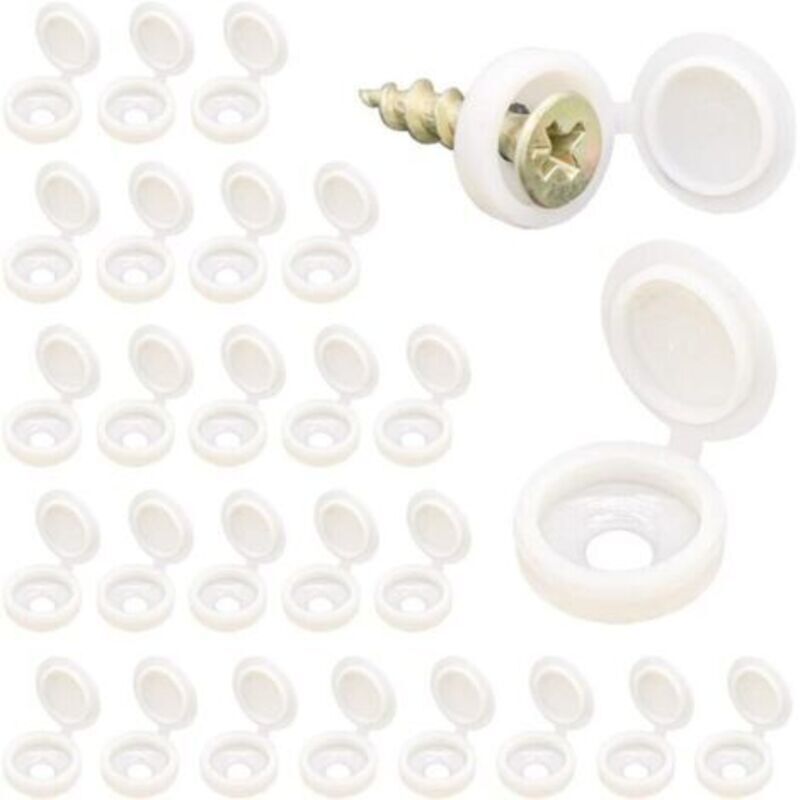 Set Von 100 Kunststoff-schraubenabdeckungen, 1,35 Cm, Dekorative Klemmabdeckungen Für M4-schrauben, Weiß