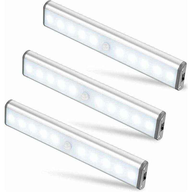 3er-set Led-lampen Mit 10 Leds, Kabellos, Usb-aufladbar, Magnetisch, Mit Bewegungsmelder, 2 Lichtmodi, Tragbar. Schrankbeleuchtung, Notbeleuchtung, Nachtlicht Für Kinder