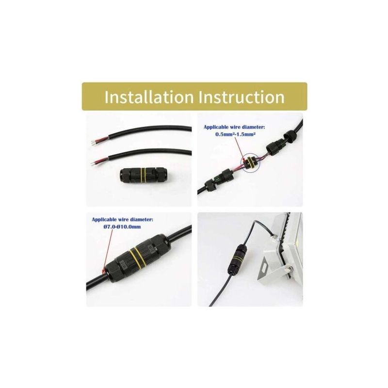 Wasserdichter Stecker Box / 3 Stück Ip68 Wasserdichte Kabelsteckverbinder / Außenmantel- / Kabelsteckverbinder Max. Ø10 Mm / Wetterfeste Außenkabel-verbindungsbuchse (3-polig)