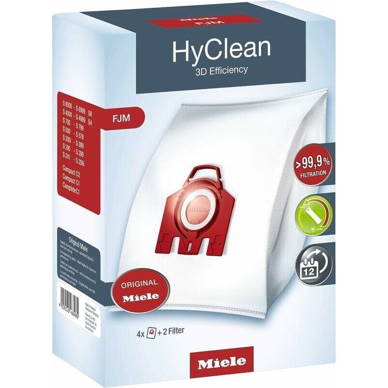 Andyou – Miele Hyclean 3d Efficiency Fjm Staubsaugerbeutel – Packung Mit 4 Beuteln – 99,9 % Filterleistung – Kompatibel Mit Miele S6/s4 Staubsaugern