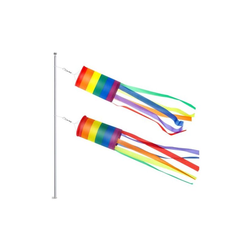 Ahlsen 2er-pack Us-flagge Windsocke Regenbogen Farbige Dekoration Zum Aufhängen Patriotische Windsocke Wasserdichtes Material Für Außenbereich, 100 Cm (regenbogensäule)