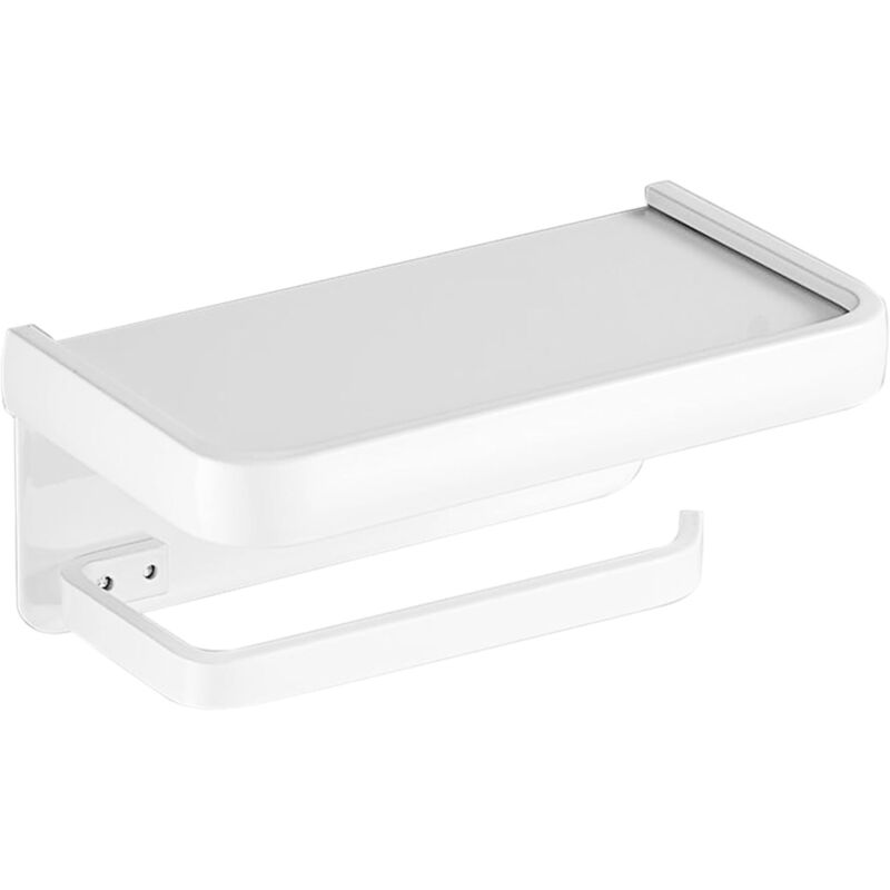 (blanc) Toilettenpapierhalter Mit Ablage Für Handy, Wandhalterung Zum Kleben Oder Schrauben, Wandhalter Für Toilettenpapierrolle