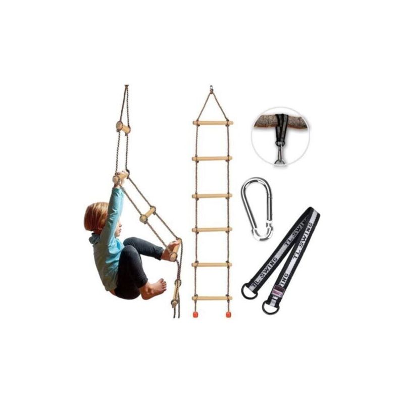 Holzleiter Mit Karabinern, Kinderseil-leiter, Spielgeräte Für Baumleiter, Kletterspielzeug Für Schaukeln, Schaukelnde Seil-leiter
