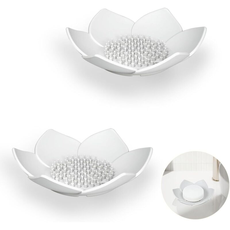 2 Stück Silikon-seifenschalen, Rutschfeste Seifenhalter Mit Abfluss, Seifenablage Für Das Badezimmer, Fester Seifenspender Für Dusche, Küche Und Badewanne (weiß)