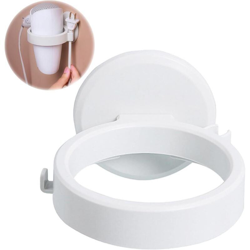 Haartrocknerhalter, Wandmontierter Haartrocknerhalter Ohne Bohren, Selbstklebender Haartrocknerhalter Für Bad Und Wc (weiß)