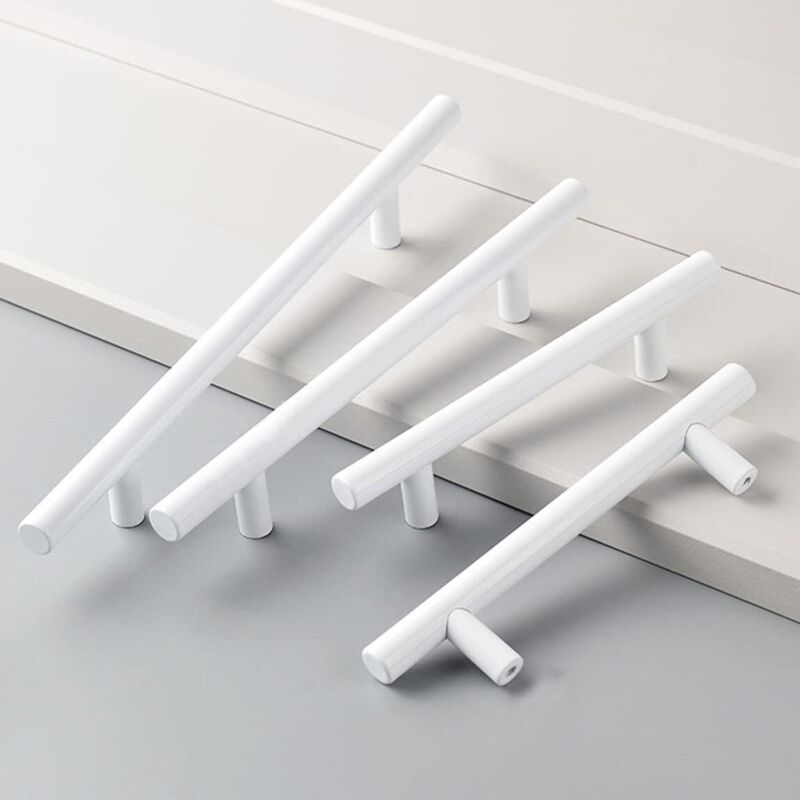 4er-set Weiße Möbelgriffe, Ø12mm Weiße Türknöpfe Für Küche, T-griffe Für Schrank Und Schublade, Lochabstand 96mm