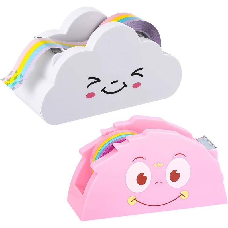 2er-set Klebebandabroller Mit Cartoon-klebeband, Kreativer Klebebandspender, Schneideklebeband, Büromaterial, Klebefilmabroller Für Schule Und Büro