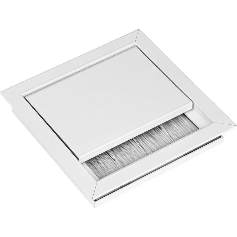 Tischdurchführung – Kabeldurchlass – Rechteckiger Kabeldurchlass Mit Bürstendichtung – Schreibtisch-kabeldurchlass – Eingelassene Aluminium-kabelbox – 100 X 100 Mm