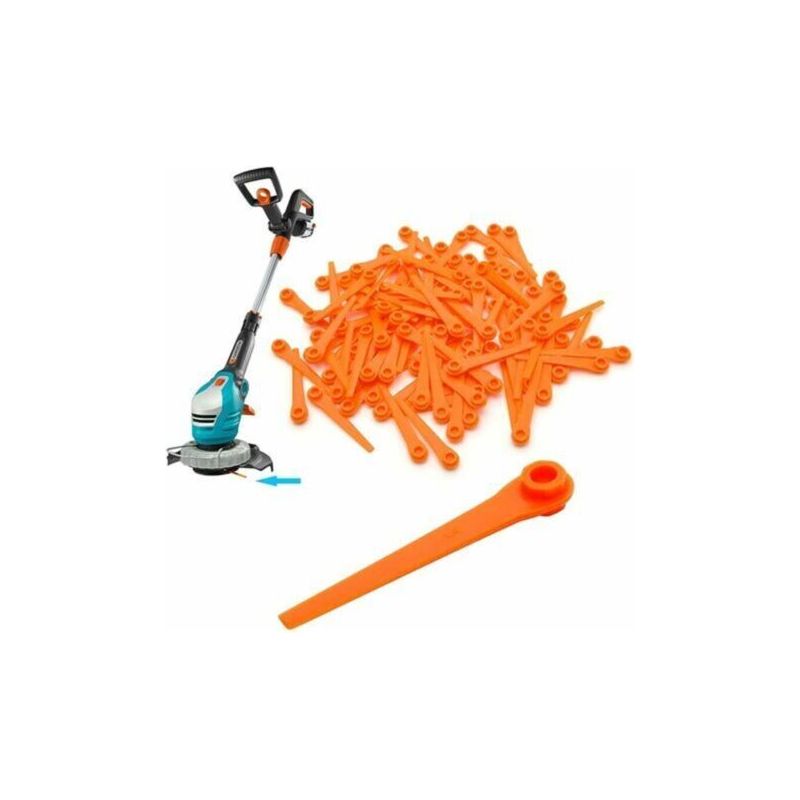 Satz Mit 100 Ersatzklingen Aus Kunststoff Für Gardena-rasenmäher 9823 9825 9820 9821 Orange 70 Mm