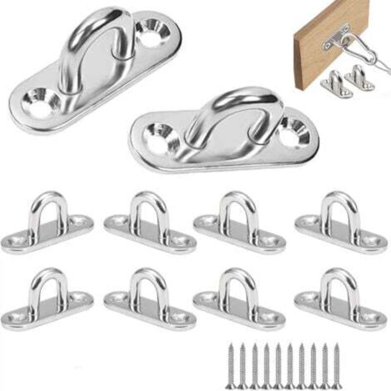 10 Stück U-förmige Deckenhaken Aus Edelstahl, Haken Und Ösen Aus Edelstahl, Basis 15 X 45 Mm, Wandhalterung Mit Ösen Zur Befestigung Von Seilen An Booten, Für Yoga, Kronleuchter, Beschläge