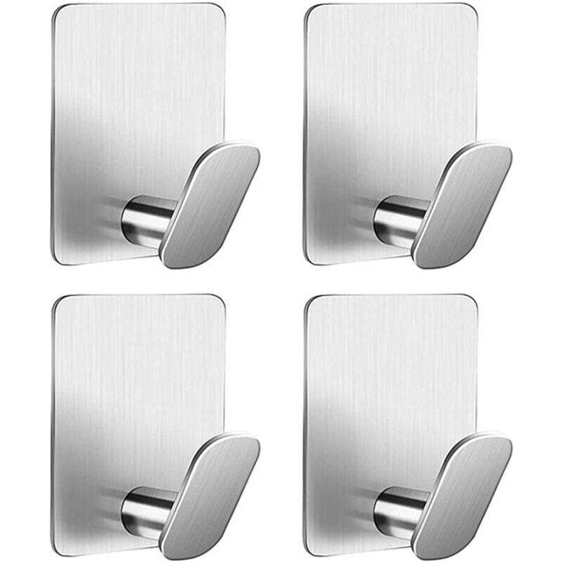 4er-set Selbstklebende Haken Aus Edelstahl Für Wand Und Tür Zum Aufhängen, Selbstklebende Haken Für Schlafzimmer, Küche Und Badezimmer, Handtuchhaken, Geschirrtuchhaken, Ohne Bohren (silber)