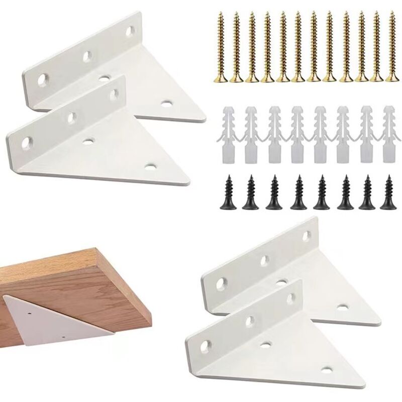 Dreieckige Unsichtbare Regalhalterung Aus Metall – 4er Set – Rostfrei – Wandbefestigung Für Holzregale – Maße 13l X 17h X 2t