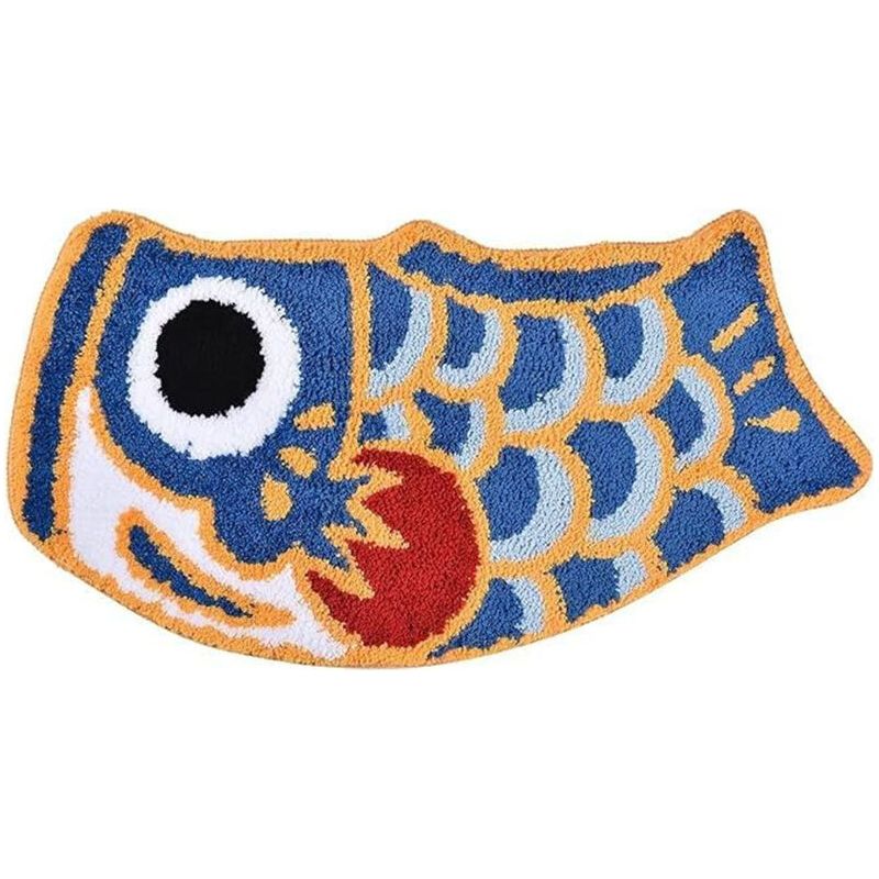 Fischförmiger Badteppich – Japanisches Koi-flaggenmuster – Weich, Saugfähig Und Rutschfest