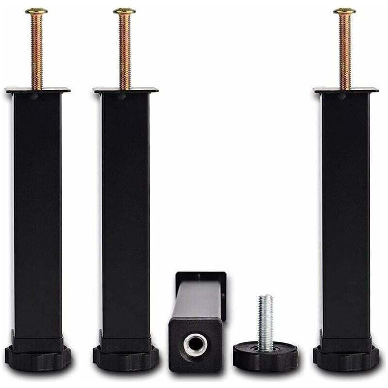 Verstellbare Metall-bettfüße In Schwarz - Jinfgerne - 4er-set, Höhenverstellbar Von 15 Bis 35 Cm, Tragfähigkeit Von 100 Kg, Einfache Installation Für Verschiedene Möbel