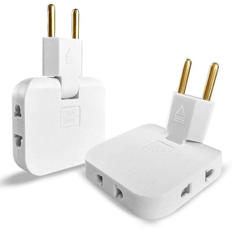 2-fach Steckdosenleiste Mit 3 Drehbaren Steckdosen (180º) – Eu-us Adapter – 16a/250v – Ultraflach Für Enge Räume