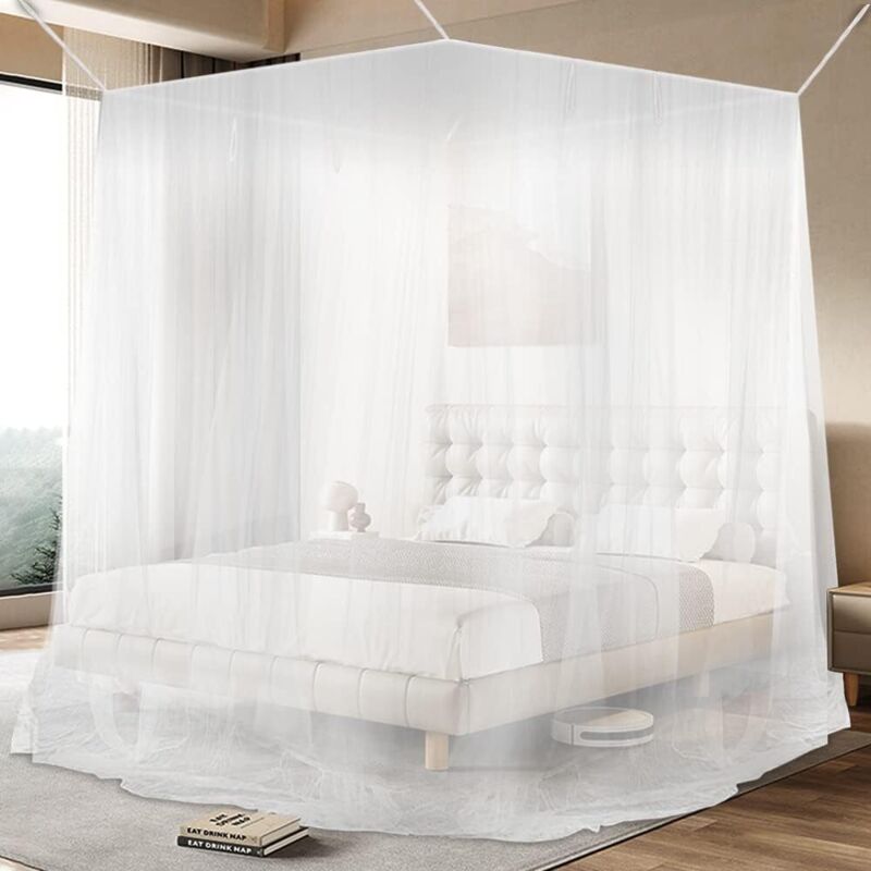 Bettnetz, Großes Quadratisches Universal-betthimmel-netz, Betthimmel Für Einzel- Und Doppelbetten, Effektiver Schutz Vor Mücken, 200 X 220 X 180 Cm
