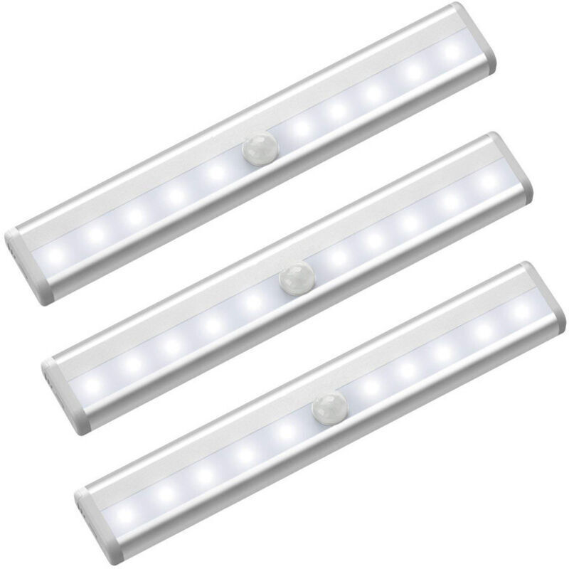 3er-set Led-leuchten Mit Bewegungsmelder Für Schränke, 10 Kabellose Led-spots, Led-schrankbeleuchtung Mit Batteriebetriebenen Magnetstreifen, Nachtlicht Für Kinder