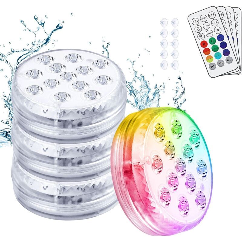 Lumière Led Unterwasserleuchte, 1 Stück 13-led Unterwasserpflanzenlampen Mit 16 Rgb-farben, Saugnäpfen Und Rf-fernbedienung, Ip68 Wasserdichte Beleuchtung Für Aquarium, Pool, Garten, Vase, Badewanne,