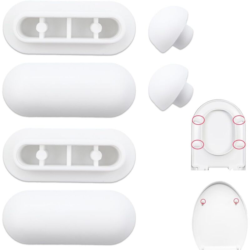 6 Stück Wc-sitz-dämpfer, Wc-sitz-puffer, Stoßdämpfer Für Wc-sitz, Toilettensitz-stoßstange, 4 Ring-puffer + 2 Deckel-puffer (weiß)