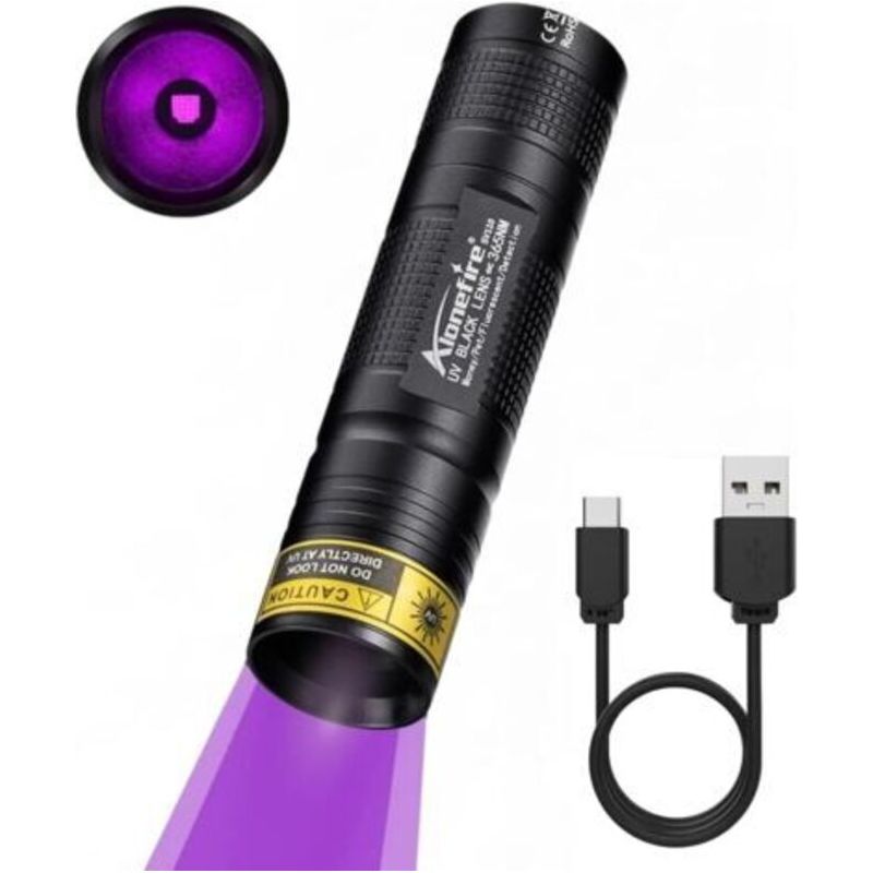 Sv110 Uv-led-taschenlampe 365nm, Kleine Usb-c Aufladbare Mini-ultraviolett-schwarzlichtlampe, Urindetektor Für Harz, Angeln, Skorpione, Mineralien, Bernstein Mit Integriertem Akku