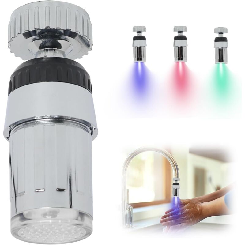 Dreifarbiges Led-wasserhahn, 360° Drehbar, Mit Bewegungssensor Und Temperaturanzeige, Weiß, Armaturen-zubehör Für Küche Und Bad