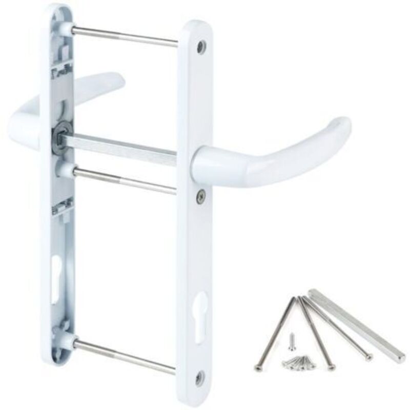 Türgriff 92 Mm - Weiß - Montagematerial Enthalten - Aluminium - Gesamtlänge: 250 Mm - Für Eingangstüren, Innentüren Und Terrassentüren