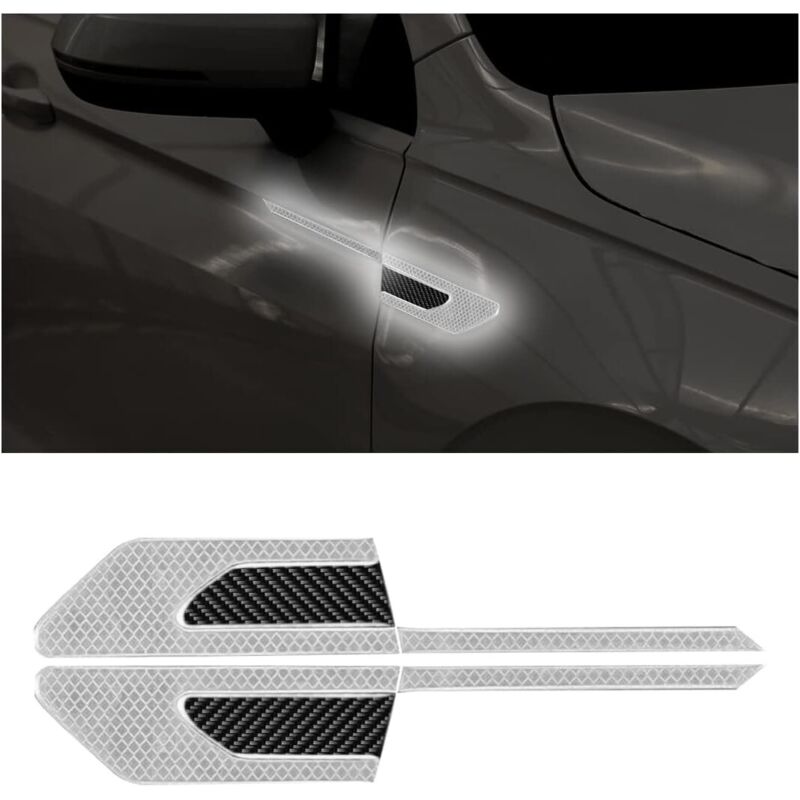 2 Stück 3d-reflektierende Streifenaufkleber, Reflektierende Aufkleber Für Kofferraum, Hochintensive Reflektierende Aufkleber Zur Besseren Sichtbarkeit Bei Nacht Für Auto Und Suv (weiß)