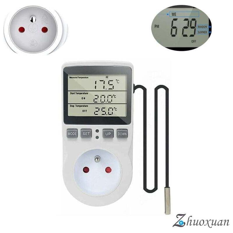 Prise-thermostat, Digitaler Temperaturregler 220v Für Heizung Und Kühlung Mit Sensor, Lcd-steckdosen-temperaturregler Für Kühlschrank, Brutkasten, Gewächshaus, Ventilator