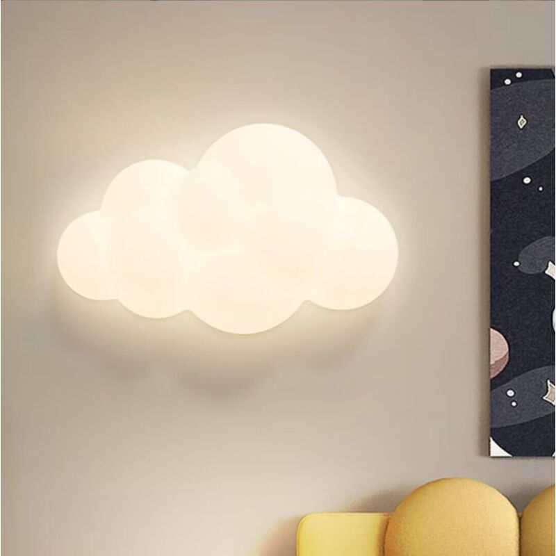 Dekorative Wandleuchten Für Kinderzimmer, 9w Dimmbare Led-wandlampe In Milchigem Weiß, Niedliche Stern- Und Wolken-acryl-wandbeleuchtung Als Nachttischlampe Für Jungen Und Mädchen