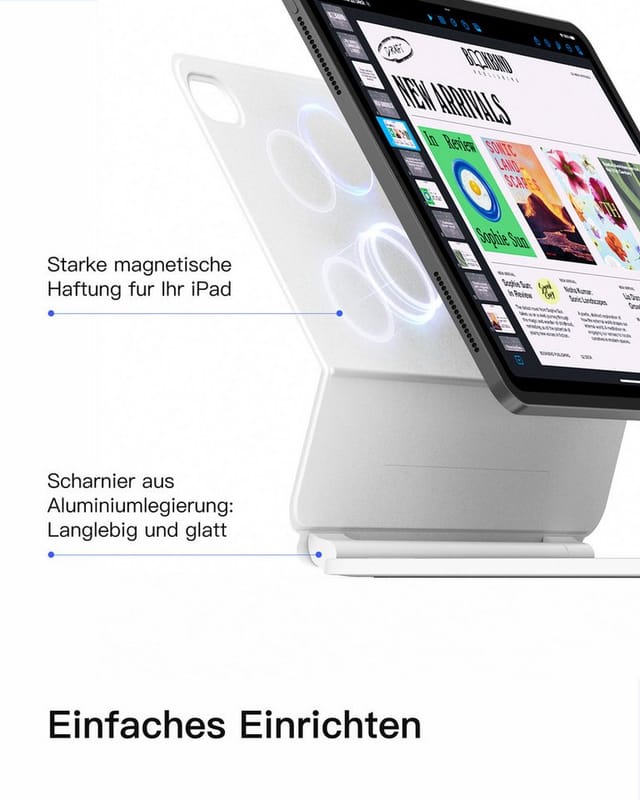 Inateck Magic Keyboard für iPad A16 11/10 Gen iPad-Tastatur (Freitragender Ständer, 7-Farbige Hintergrundbeleuchtung)