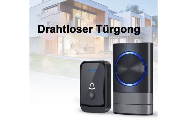 Senmudi Smart Home Türklingel Funkklingel, Kabellose Türklingel Funk Set 200m Reichweite (IP44 Aussen Wasserdicht Haustür Klingel, mit 2 Plug-In-Empfänger und 1 Sender, Personenerkennung, Wasserdicht,für Haus, Büro, Hotel, Villa, Wohnung)