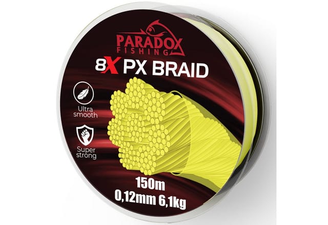 Paradox Fishing Angelschnur 8x geflochten PX, 150 m Länge, -500m Länge, 0,07mm-0,28mm, Chartreuse gelb, 4,6kg-18,5kg