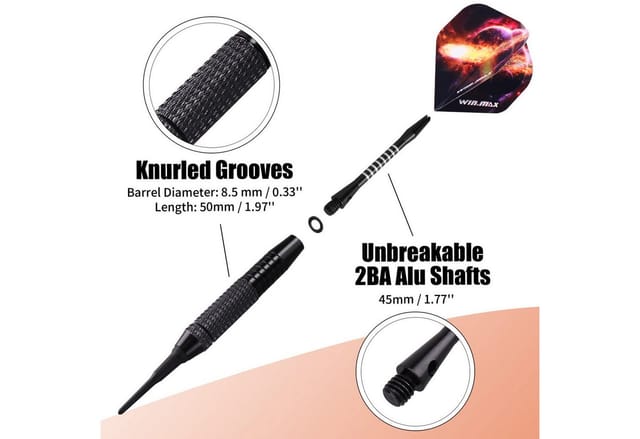 FOUORTUNATE-BEE Dartpfeil mit kunststoffspitze für elektronische dartscheibe, 12 Stück Soft Darts Pfeile Set,18 Gramm Profi Softdarts dartpfeil