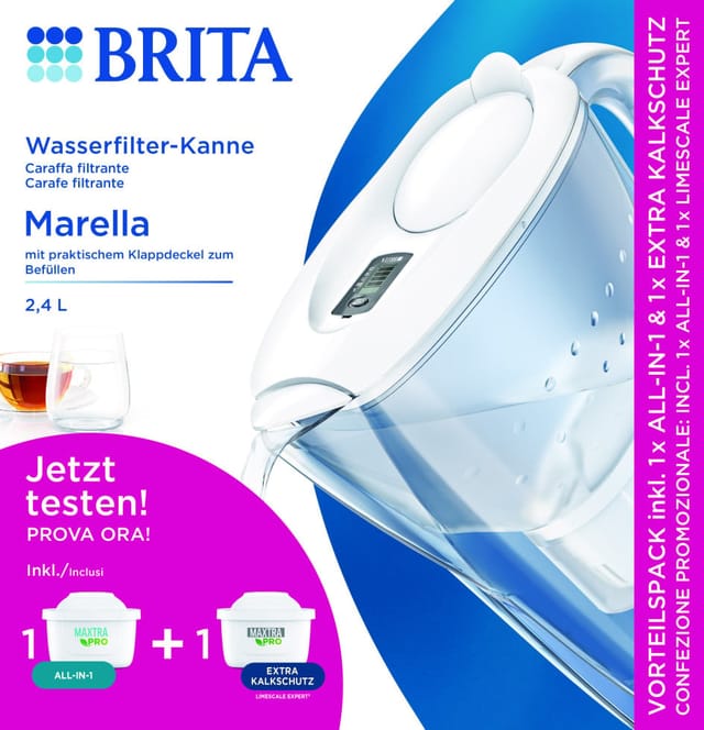 BRITA Wasserfilter Brita Wasserfilter Kanne Marella weiß 2,4 l